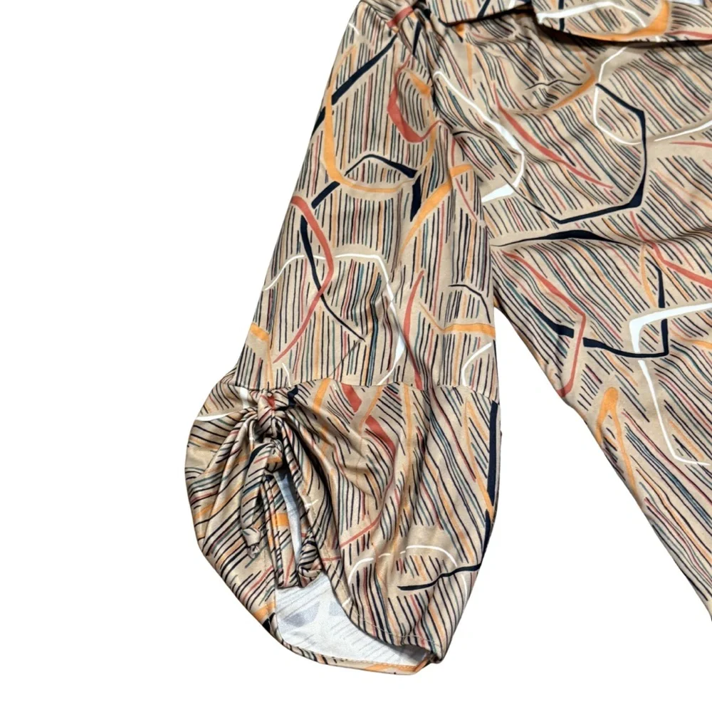 Vintage Carmelton USA Union‎ Made Blouse L Retro Abstract Top - Picture 6 of 10